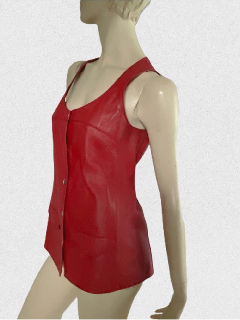 Vintage Red Leather Vest/ Top, Size L
